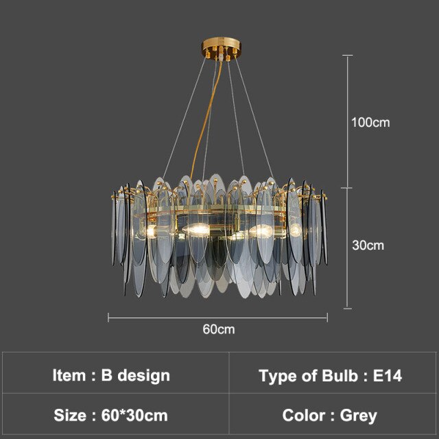 Lustre — Moderne avec lames en verre luxury Valentina
