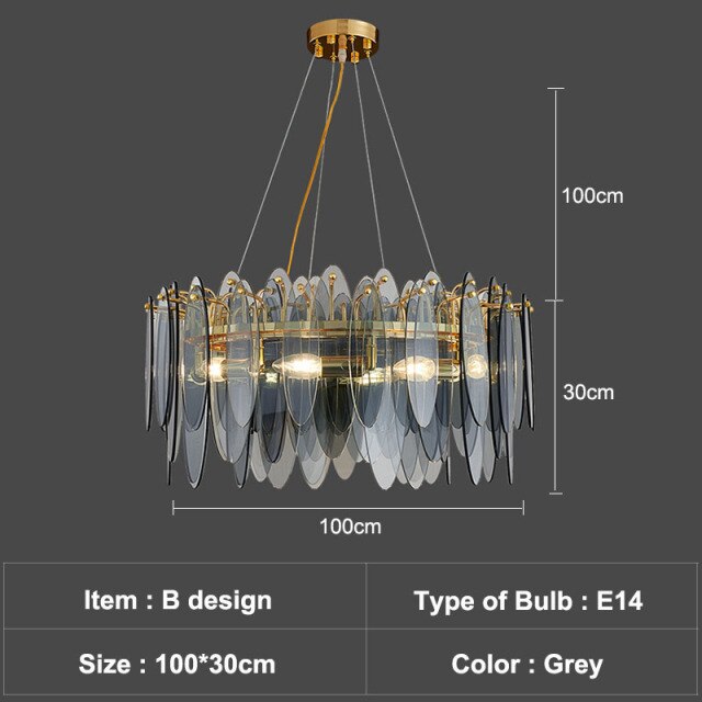 Lustre — Moderne avec lames en verre luxury Valentina