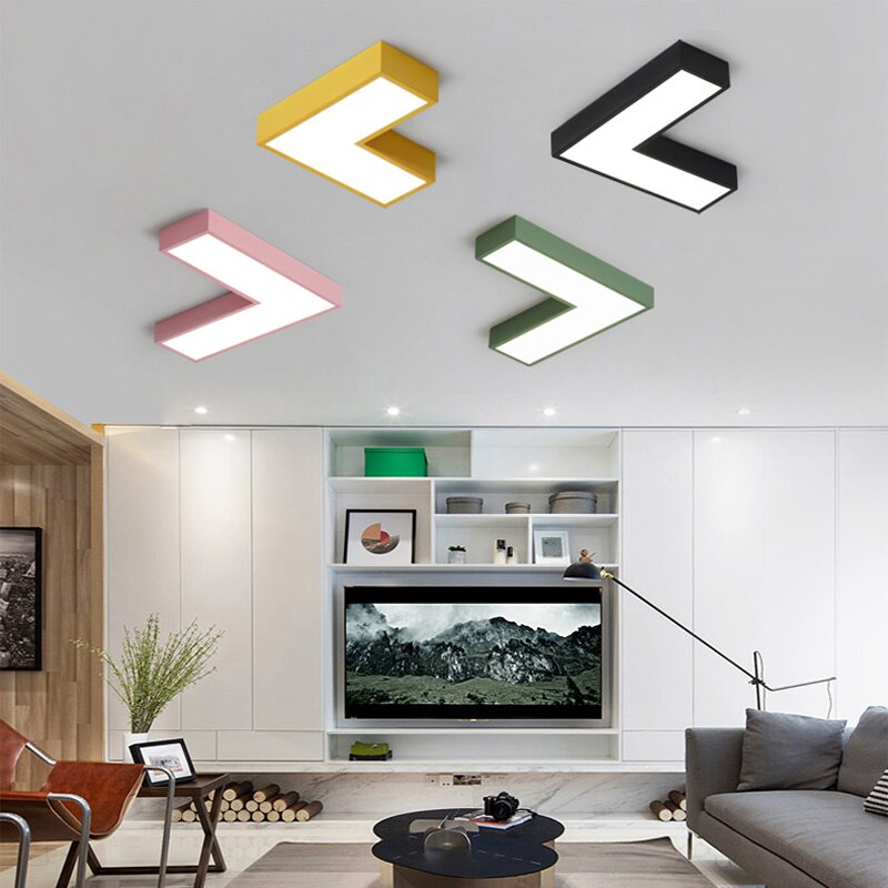 Plafonnier design LED angle droit Arrow Césarine Auréole en Métal - Lignes Dessinées & Décor Raffiné