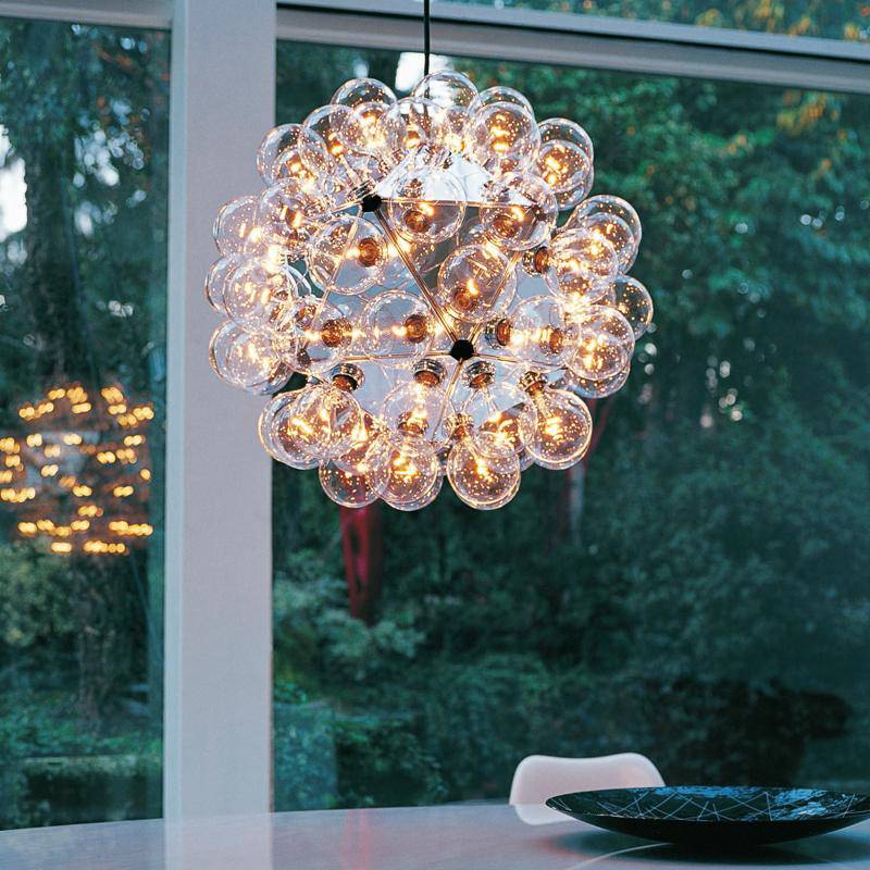 Suspension — Chromé avec lampes Castiglioni