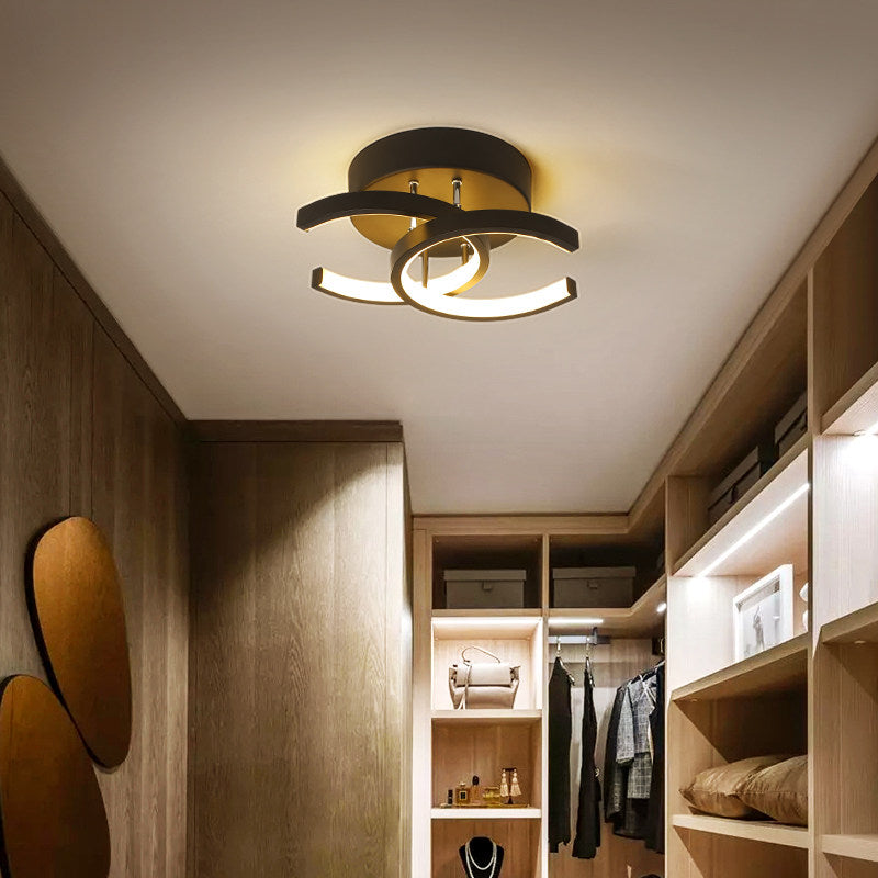 Plafonnier moderne LED avec 2 C croisées en métal Donatelo Théa Onde - Présence Moderne & Harmonie Intérieure
