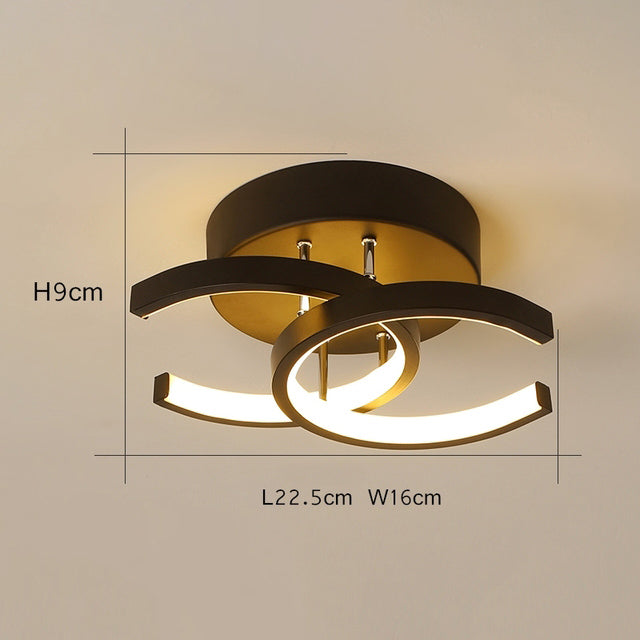 Plafonnier moderne LED avec 2 C croisées en métal Donatelo Théa Onde - Présence Moderne & Harmonie Intérieure