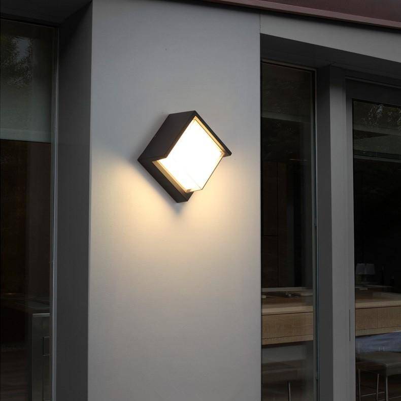 Applique murale — Extérieur LED carrée noire Porch