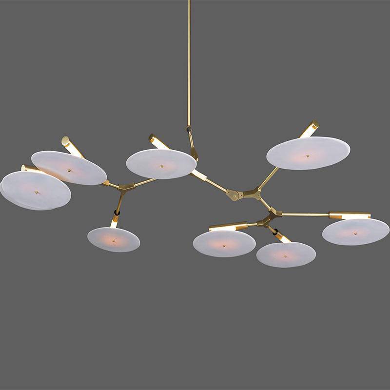 Lustre — Design LED à branches dorées ou noires et cercles Style