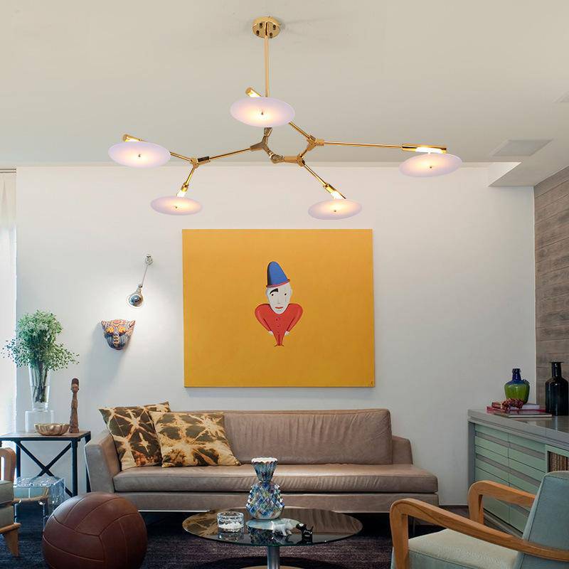 Lustre — Design LED à branches dorées ou noires et cercles Style