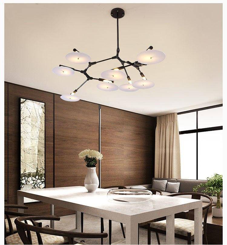Lustre — Design LED à branches dorées ou noires et cercles Style