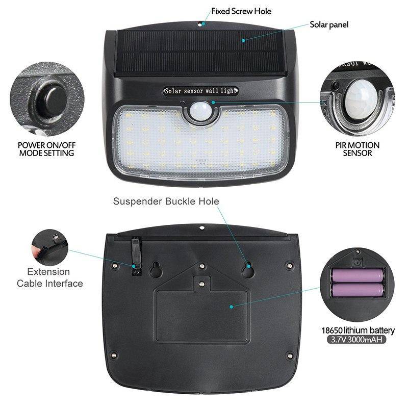 Applique murale — Extérieur solaire à 48 LEDs Sensor