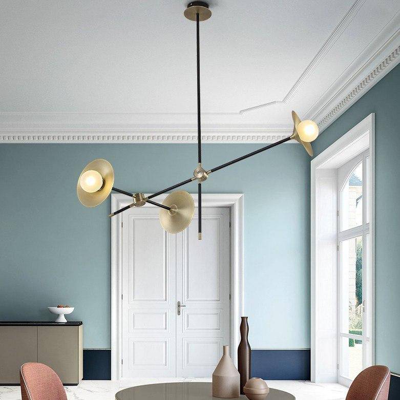 Lustre — Design à LED avec branches articulées et lampes dorées Modern