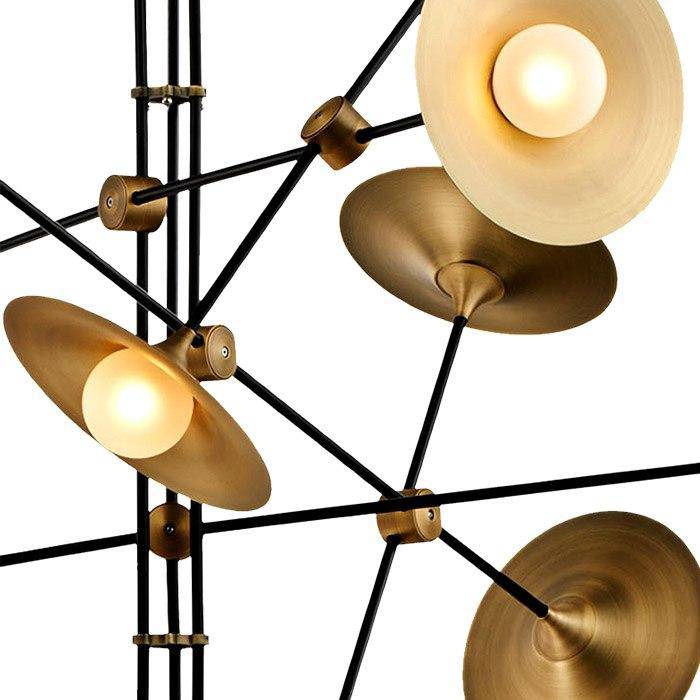 Lustre — Design à LED avec branches articulées et lampes dorées Modern