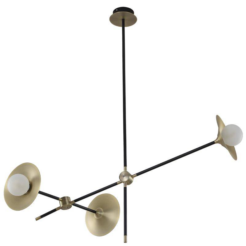 Lustre — Design à LED avec branches articulées et lampes dorées Modern