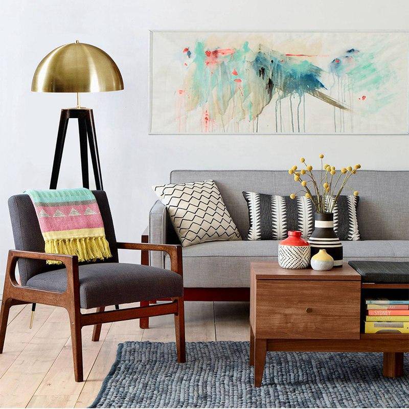 Abat-jour — Design triple pied et abat-jour sphérique en métal doré Luxe