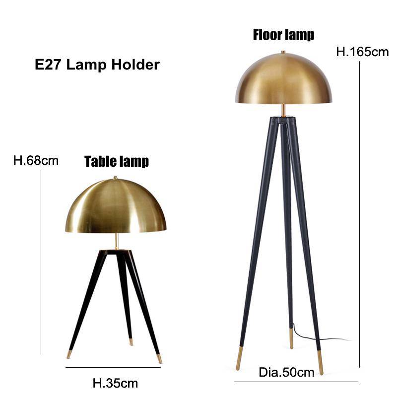Abat-jour — Design triple pied et abat-jour sphérique en métal doré Luxe
