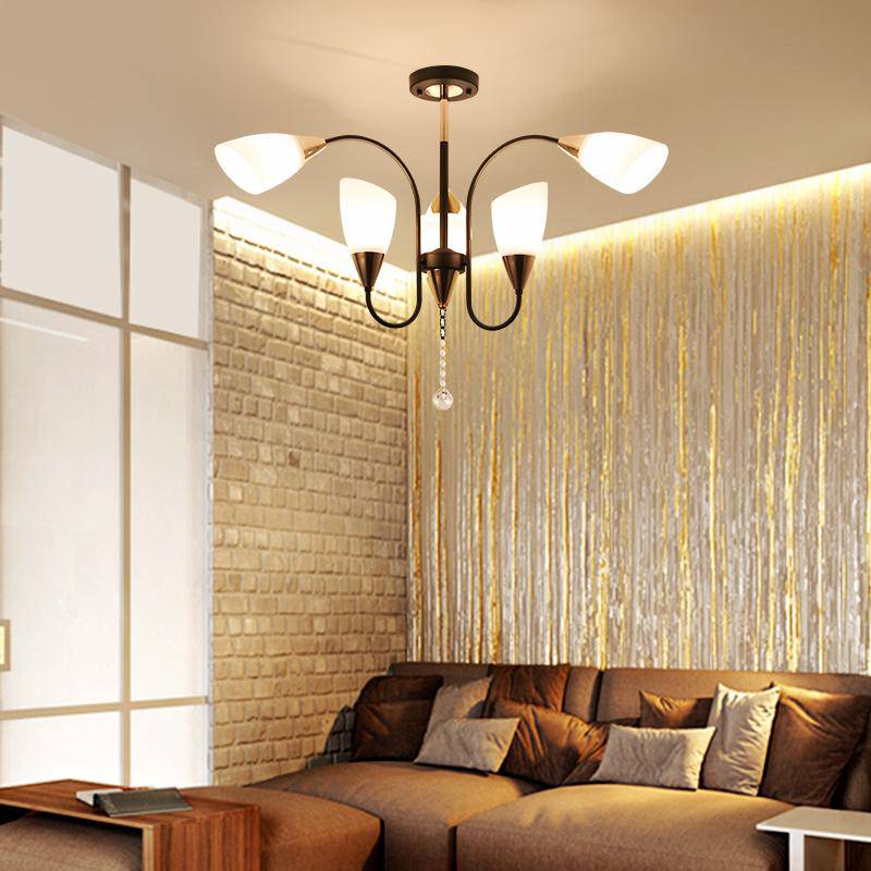 Lustre — LED avec bras arrondis et lampes en verre Room