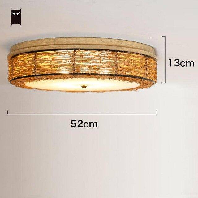 Plafonnier — LED rond en osier Rattan