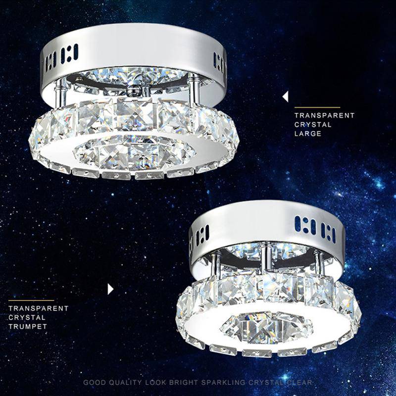 Plafonnier chromé LED en cristal rond Simple Floriane Courbe - Jeux de Reflets & Présence Raffinée