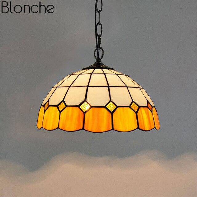 Suspension tiffany vitrail coloré Mediteraneen Lucille Tempo en Verre - Jeux de Reflets & Harmonie Intérieure