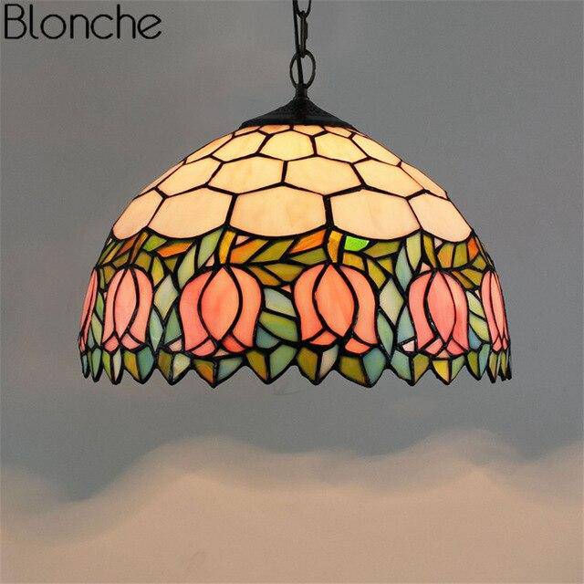 Suspension tiffany vitrail coloré Mediteraneen Lucille Tempo en Verre - Jeux de Reflets & Harmonie Intérieure