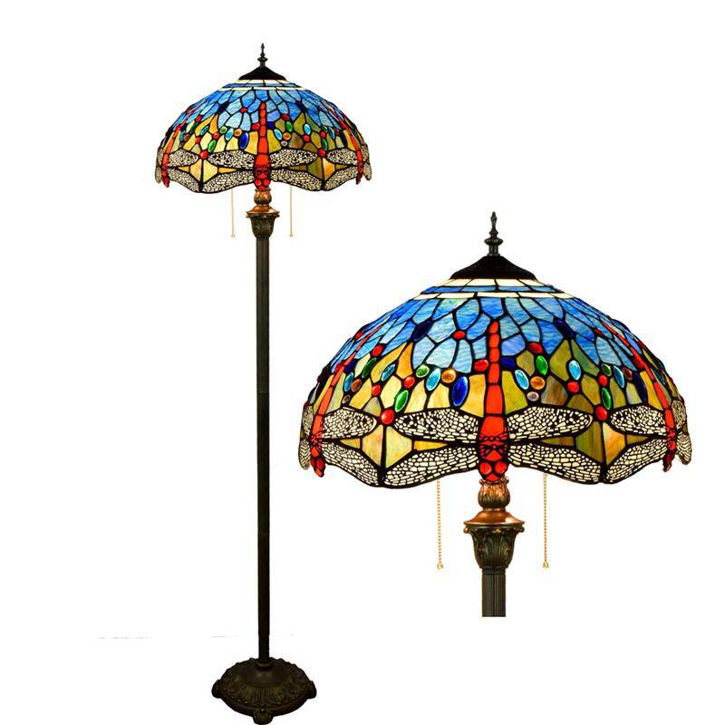 Abat-jour — Tiffany avec abat-jour en verre vitrail multicolore