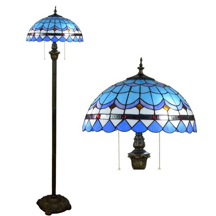 Lampadaire — Tiffany en verre vitrail bleu Mediterranean