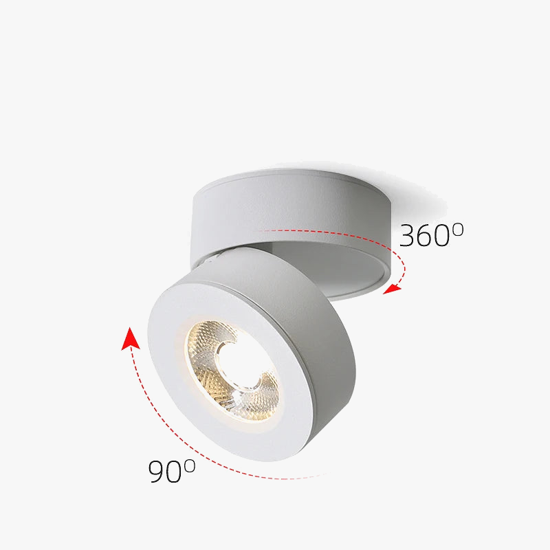 Projecteur led rond carré surface montée angle réglable Mérida Matin - Formes Arrondies & Harmonie Visuelle