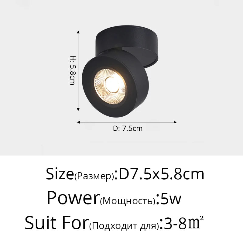 Projecteur led rond carré surface montée angle réglable Mérida Matin - Formes Arrondies & Harmonie Visuelle