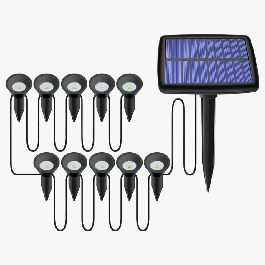 Projecteur solaire 10 en 1 pour éclairage extérieur polyvalent étanche Isée Épurelle - Un Accent Raffiné au Quotidien