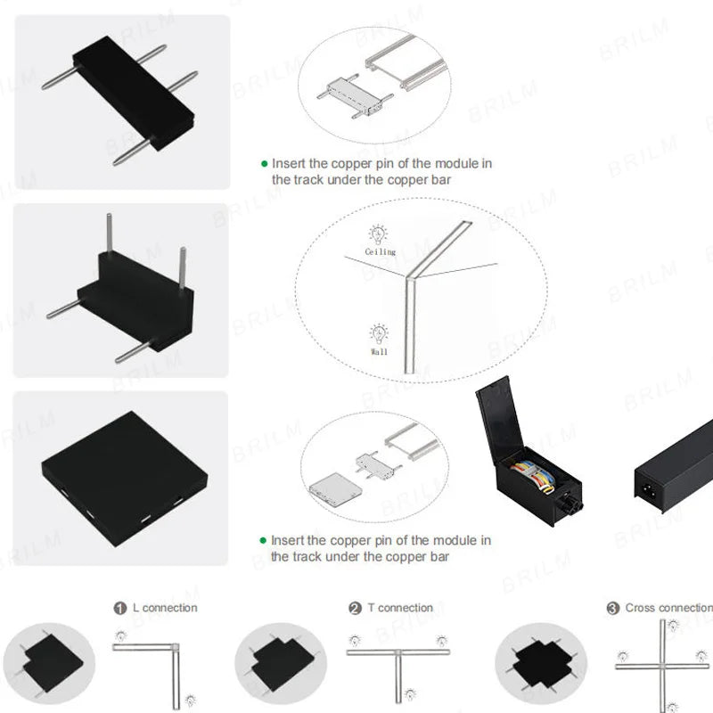 Luminaire — Rail d'éclairage magnétique ultra fin montage en surface pour magasin