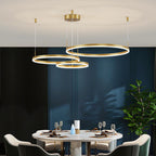 Remi Suspension Anneau Moderne Métal Salon - Cadre doré - 20 40 60 cm 3 Anneaux - Blanc froid Sans télécommande