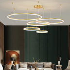 Remi Suspension Anneau Moderne Métal Salon - Cadre doré - 40 60 80 60 40 cm 5 Anneaux - Blanc froid Sans télécommande
