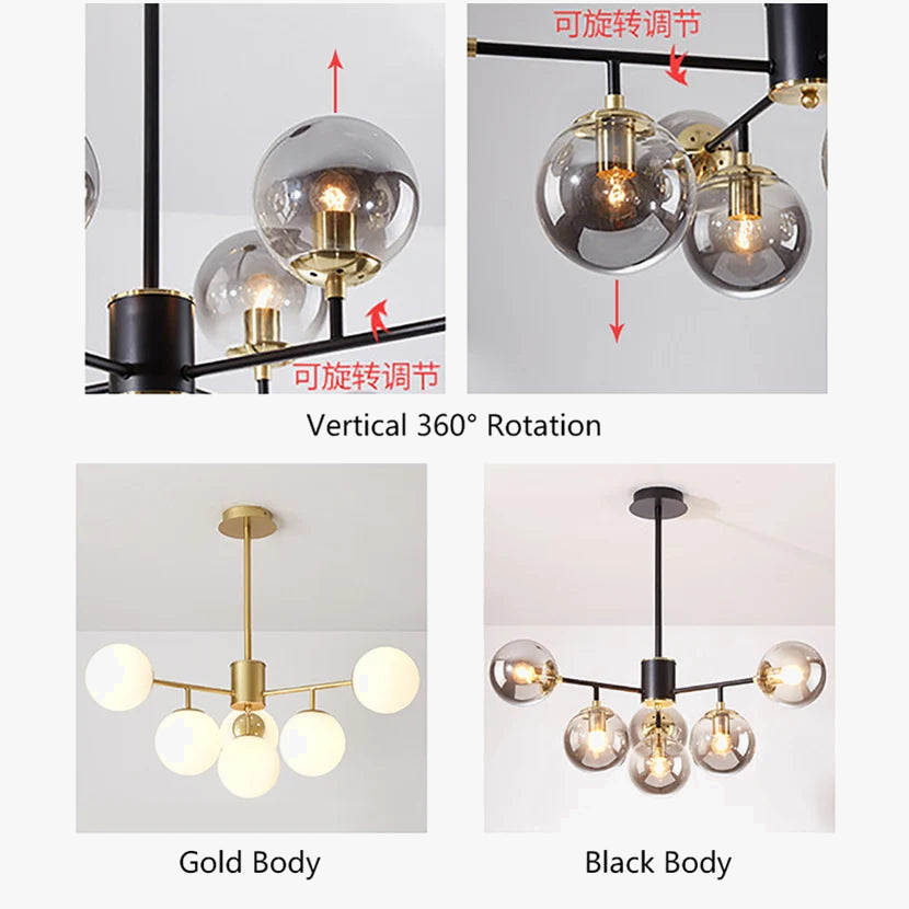 Lustre — Sandyha moderne LED lustre en verre moléculaire de luxe