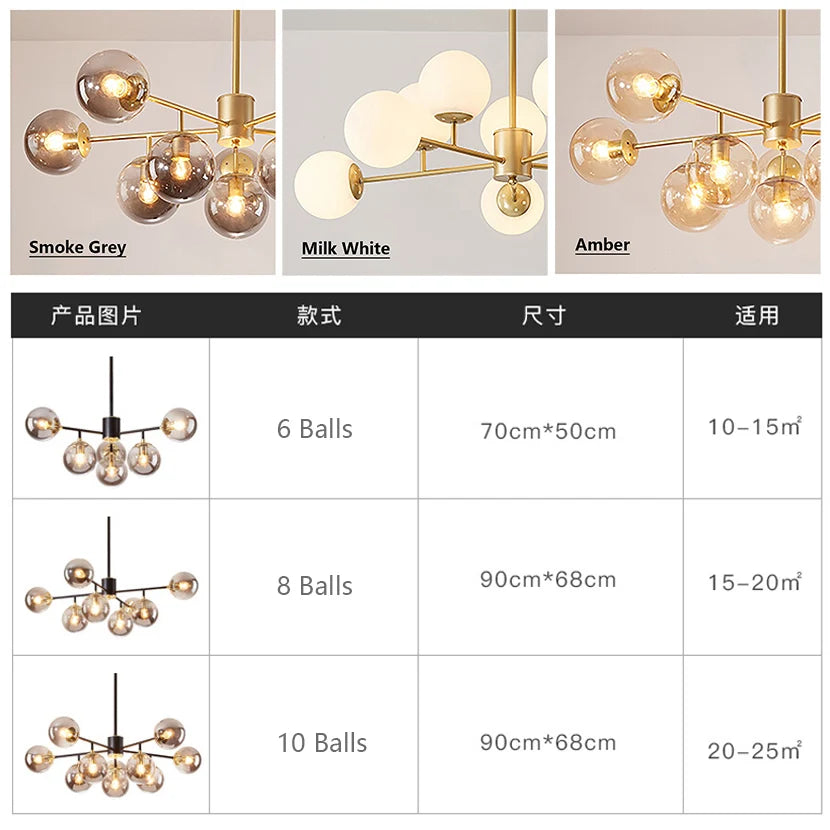 Lustre — Sandyha moderne LED lustre en verre moléculaire de luxe