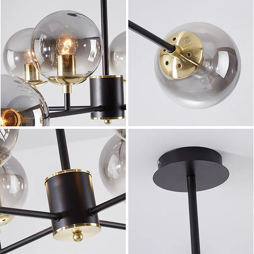 Lustre — Sandyha moderne LED lustre en verre moléculaire de luxe