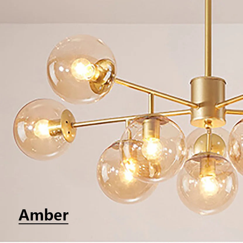 Lustre — Sandyha moderne LED lustre en verre moléculaire de luxe