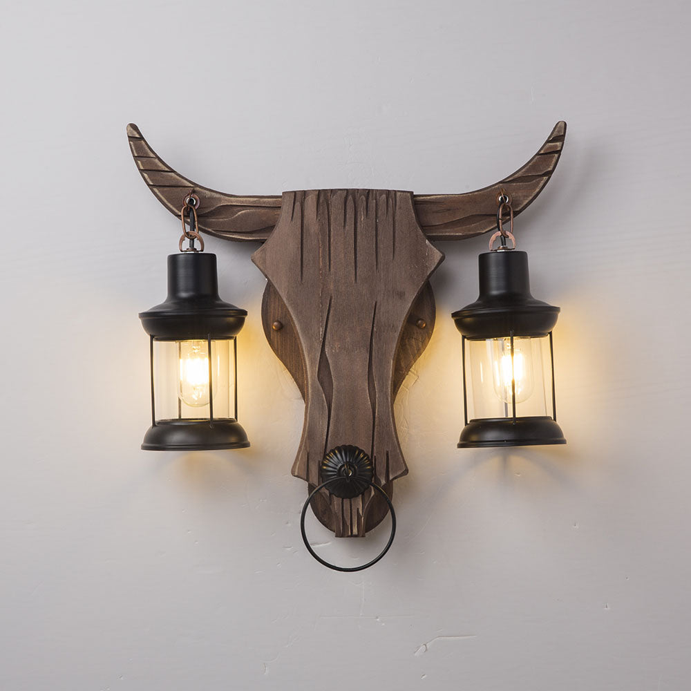 Epoch Applique Murale en Forme de Bulls, 2 Lumières, Bois et Métal - Neutralighting