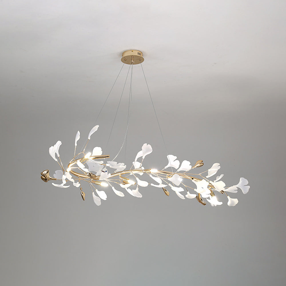 Olivia Luminaires Suspensions Feuille Moderne Céramique/Métal Doré/Blanc Bureau/Salle à Manger - Neutralighting