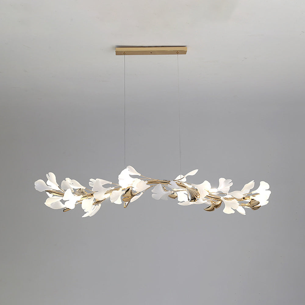 Olivia Luminaires Suspensions Feuille Moderne Céramique/Métal Doré/Blanc Bureau/Salle à Manger - Neutralighting