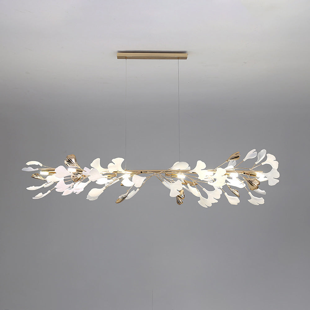 Olivia Luminaires Suspensions Feuille Moderne Céramique/Métal Doré/Blanc Bureau/Salle à Manger - Neutralighting
