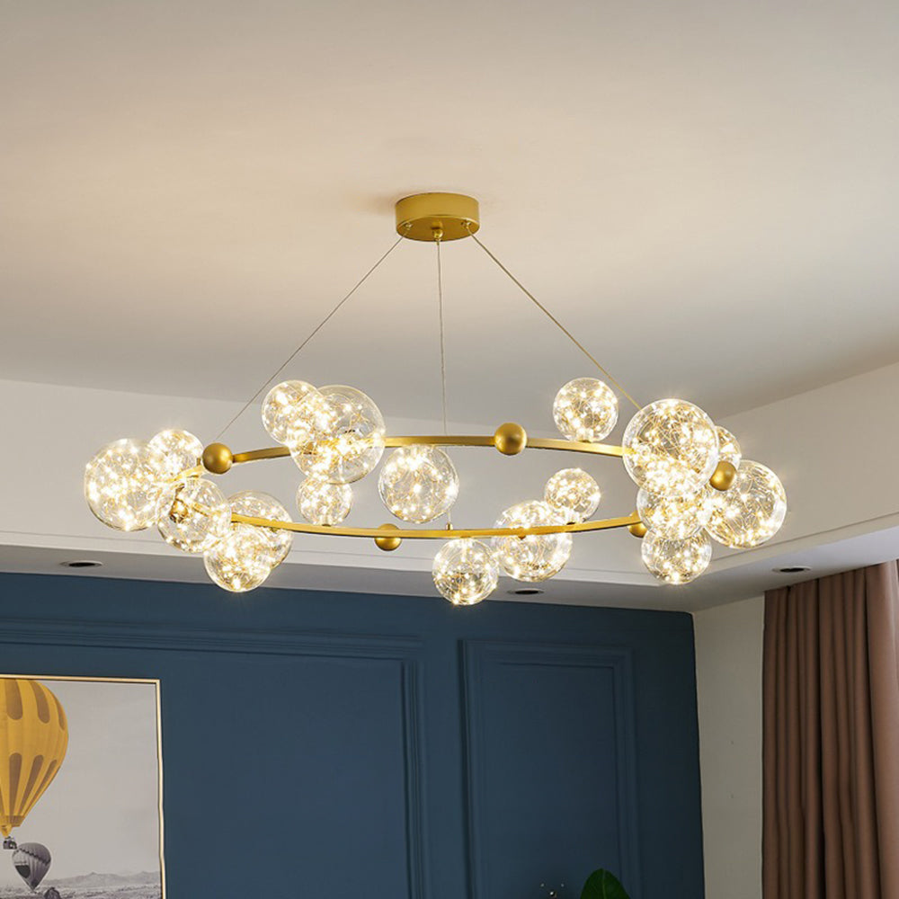 Valentina Suspension Boule Moderne, Métal/Verre, Doré/Noir, Salon - Neutralighting