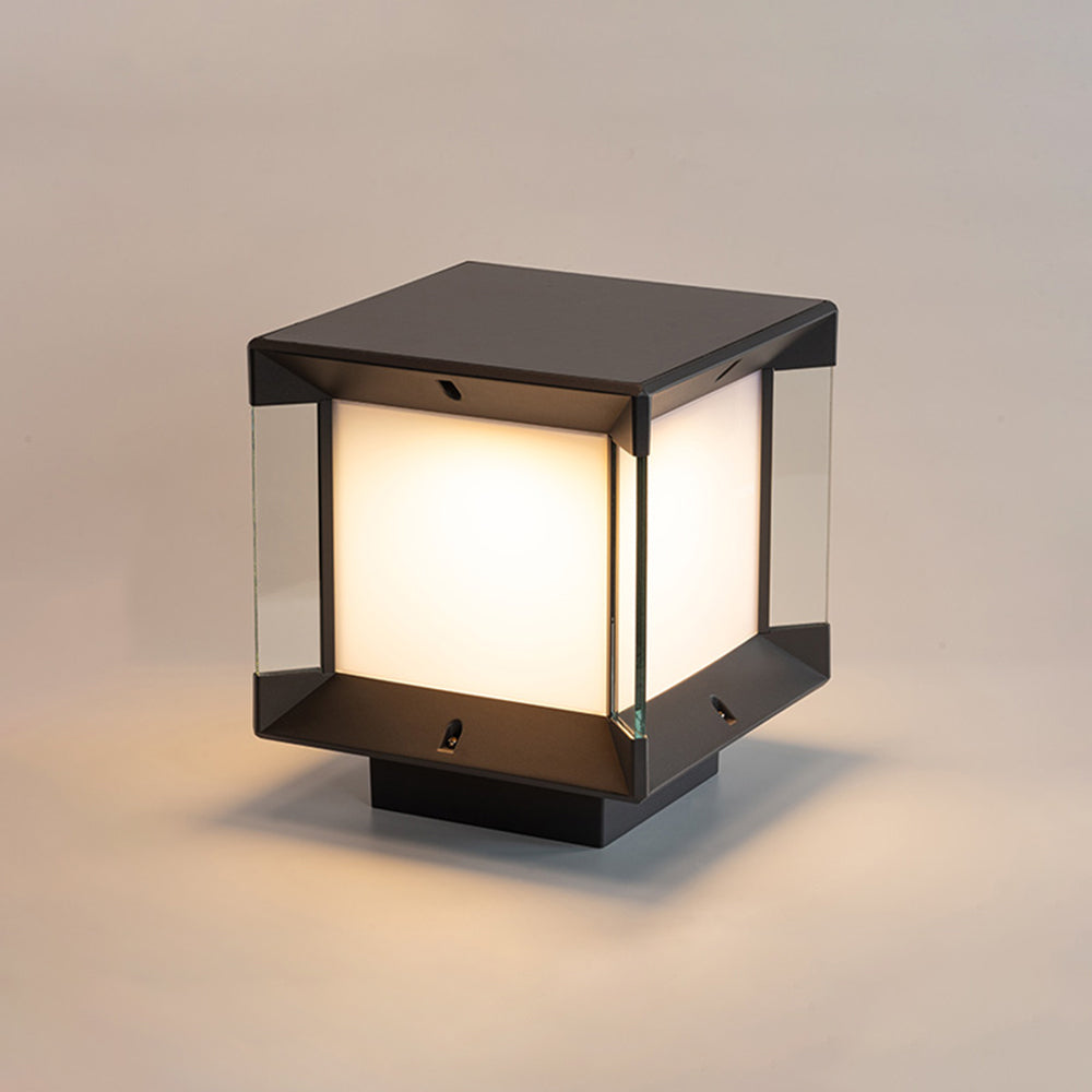 Ray Lampe de Poteau Rectangulaire Moderne, Métal/Verre, Noir/Or, Balcon - Neutralighting