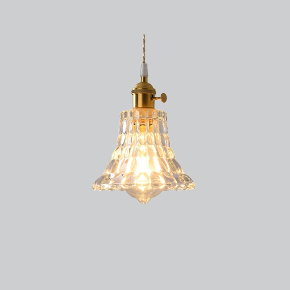 Valentina Luminaires Suspensions Art Deco Floral Vintage Métal/Verre Doré/Clair Salon/Chambre à Coucher - Neutralighting