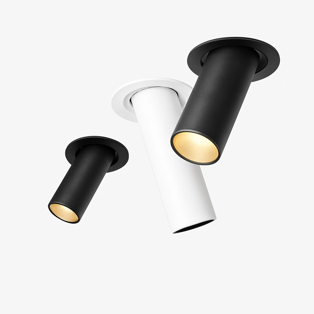 Spot de Plafond Tube Long noir/blanc encastré Led point lampe Angle rotatif 12w Mila Clairière en Aluminium - Caractère & Élégance dans le Décor