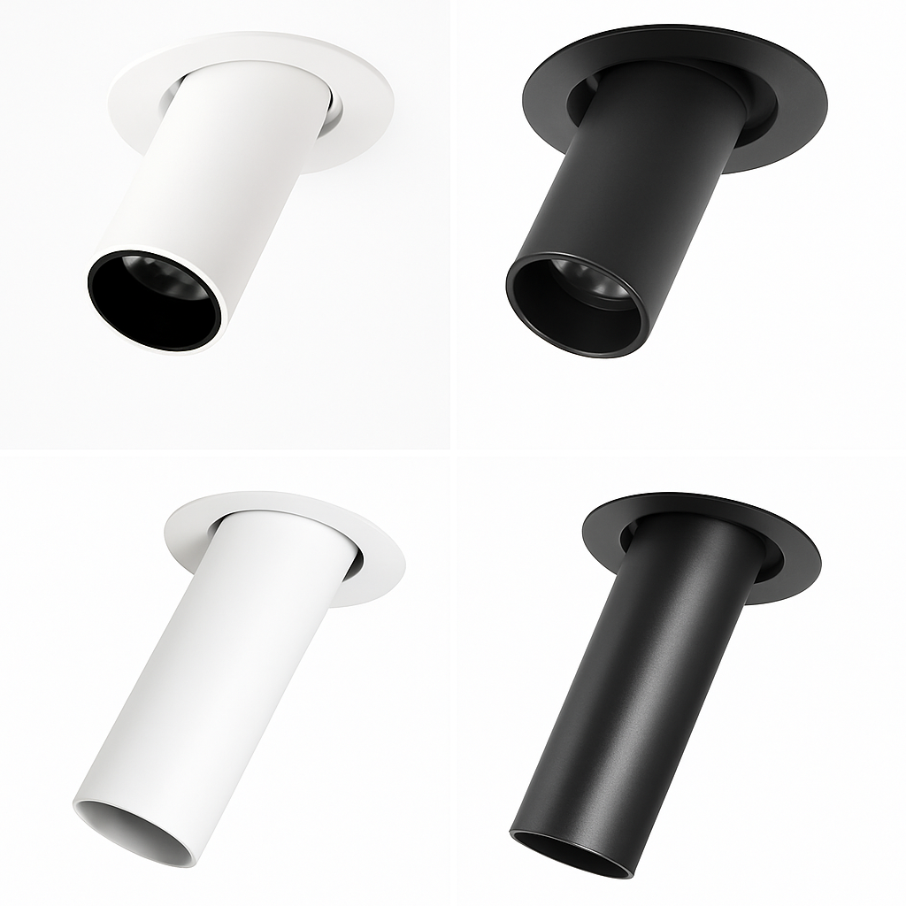 Spot de Plafond Tube Long noir/blanc encastré Led point lampe Angle rotatif 12w Mila Clairière en Aluminium - Caractère & Élégance dans le Décor