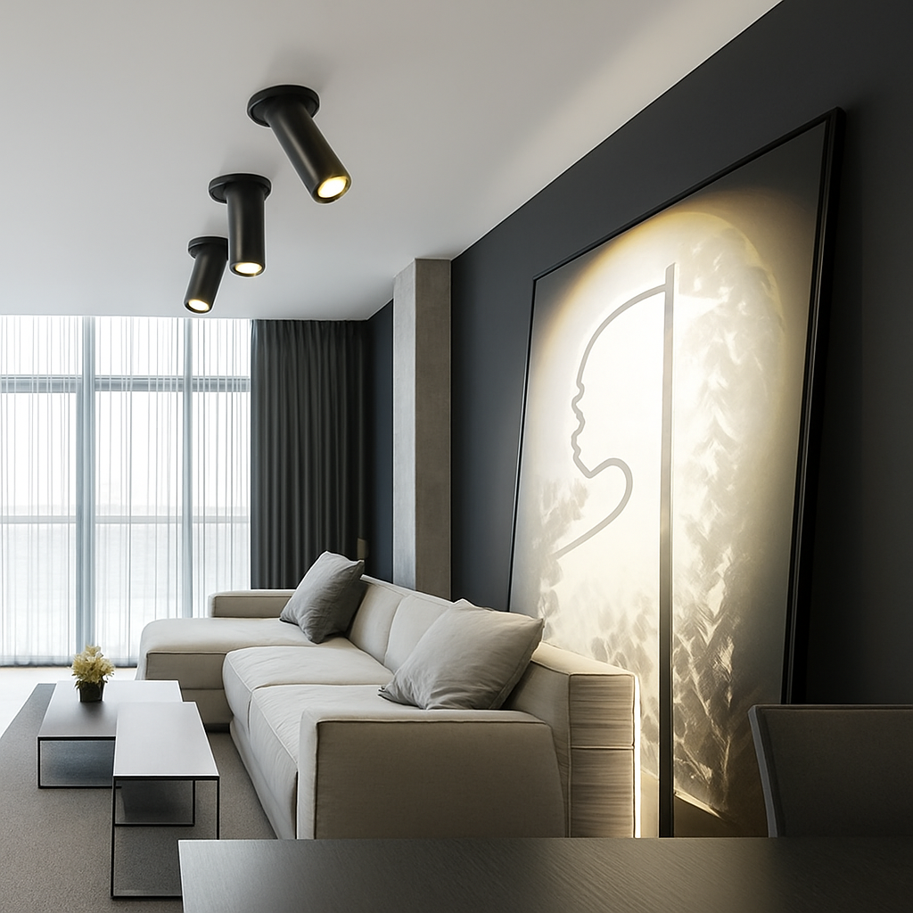 Spot de Plafond Tube Long noir/blanc encastré Led point lampe Angle rotatif 12w Mila Clairière en Aluminium - Caractère & Élégance dans le Décor
