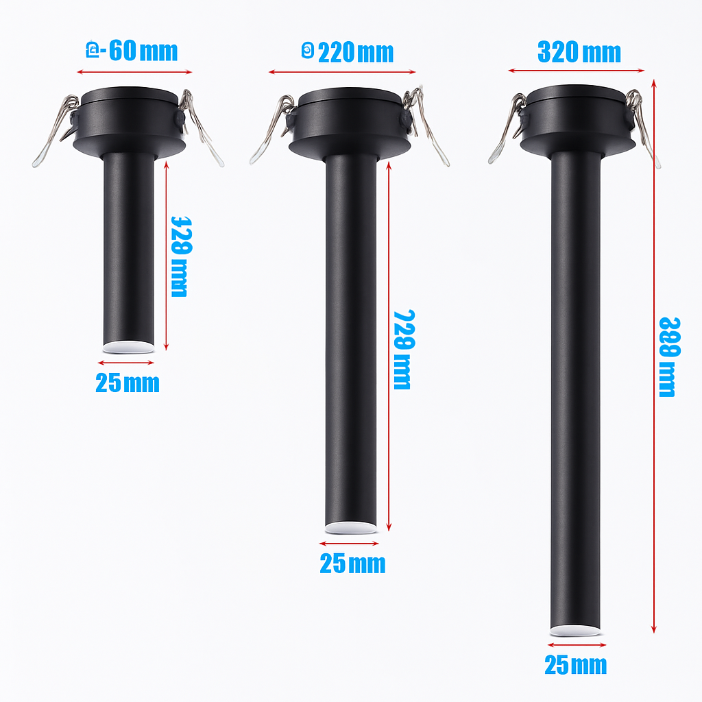 Spot de Plafond Tube Long noir/blanc encastré Led point lampe Angle rotatif 12w Mila Clairière en Aluminium - Caractère & Élégance dans le Décor