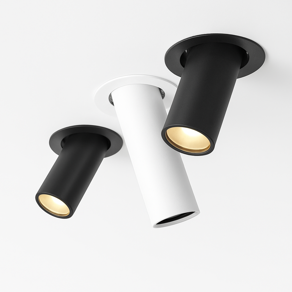 Spot de Plafond Tube Long noir/blanc encastré Led point lampe Angle rotatif 12w Mila Clairière en Aluminium - Caractère & Élégance dans le Décor