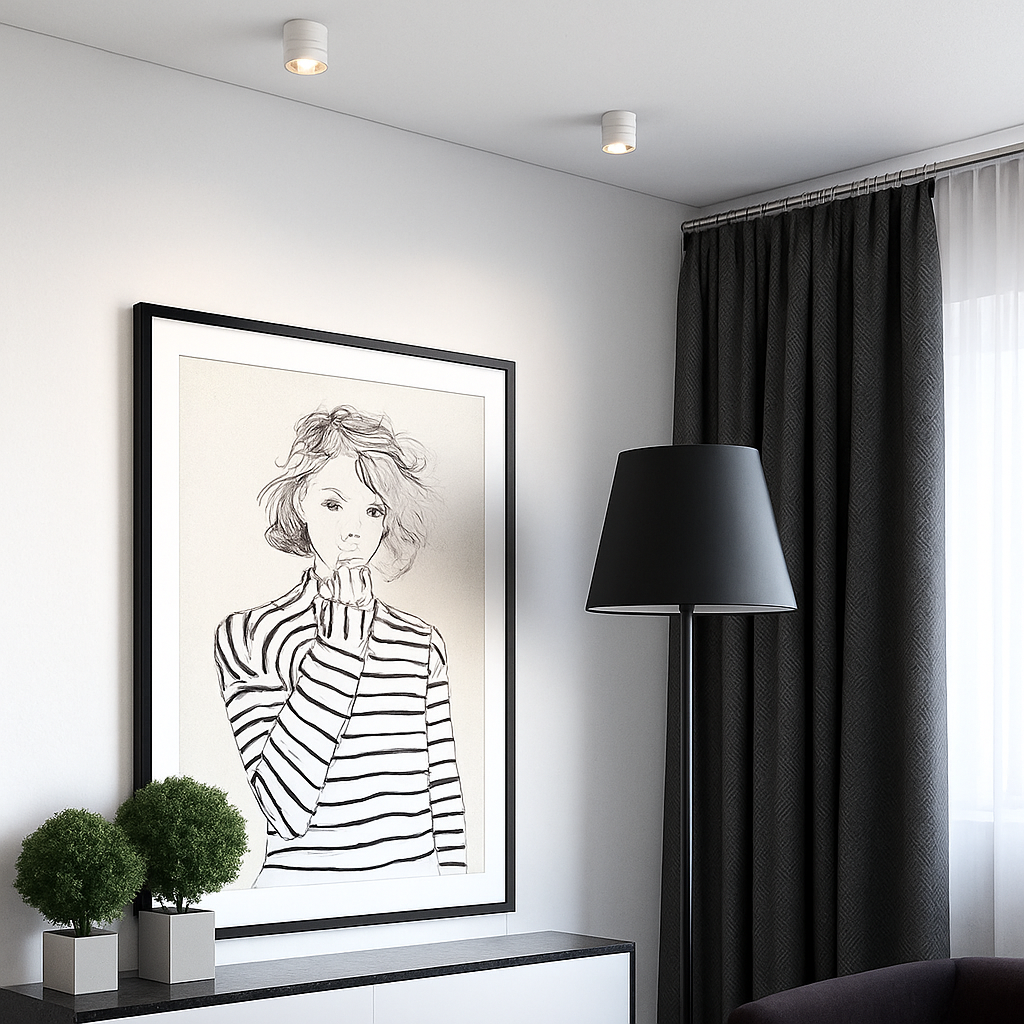 Spot design LED rond avec bande lumineuse Loft Marcel Éclaircie - Courbes Douces & Décor Équilibré