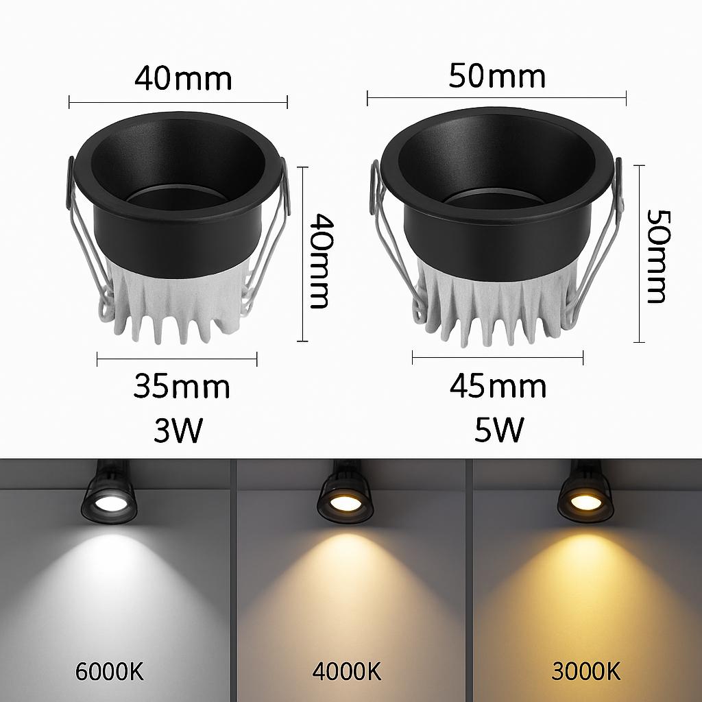 Spot Dimmable LED 3W 5W Anti-éblouissement LED LED éclairage chambre cuisine COB encastré Éden Accord en Aluminium - Caractère & Élégance dans le Décor