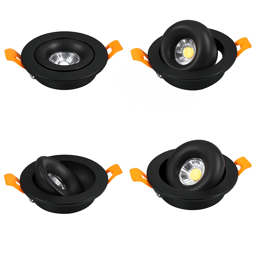 Plafonnier — LED Downlight encastré plafonnier 7W12W18W24W Dimmable blanc noir intérieur LED Spot lumière 360 ° réglable pour salon