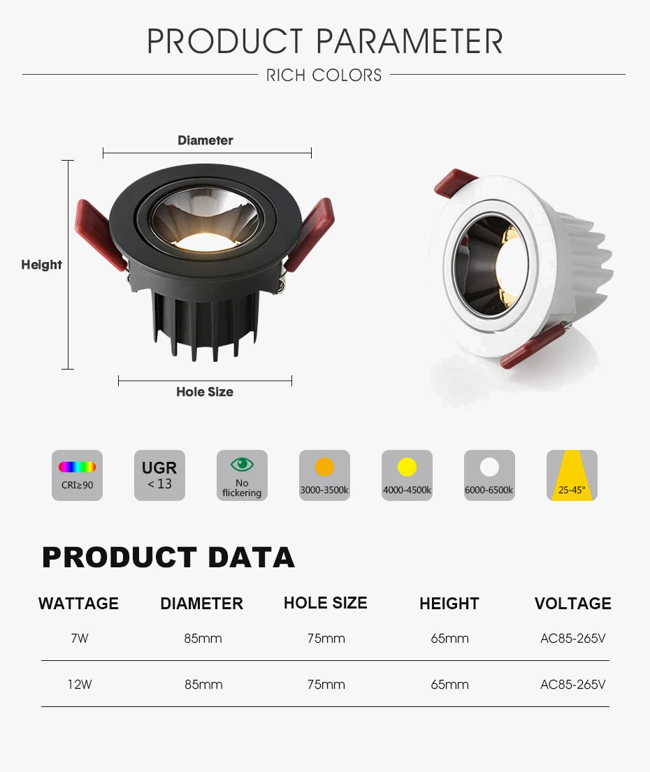 Spot led encastré antireflet à intensité variable pour éclairage intérieur Lou Horizon en Aluminium - Simplicité & Caractère au Quotidien
