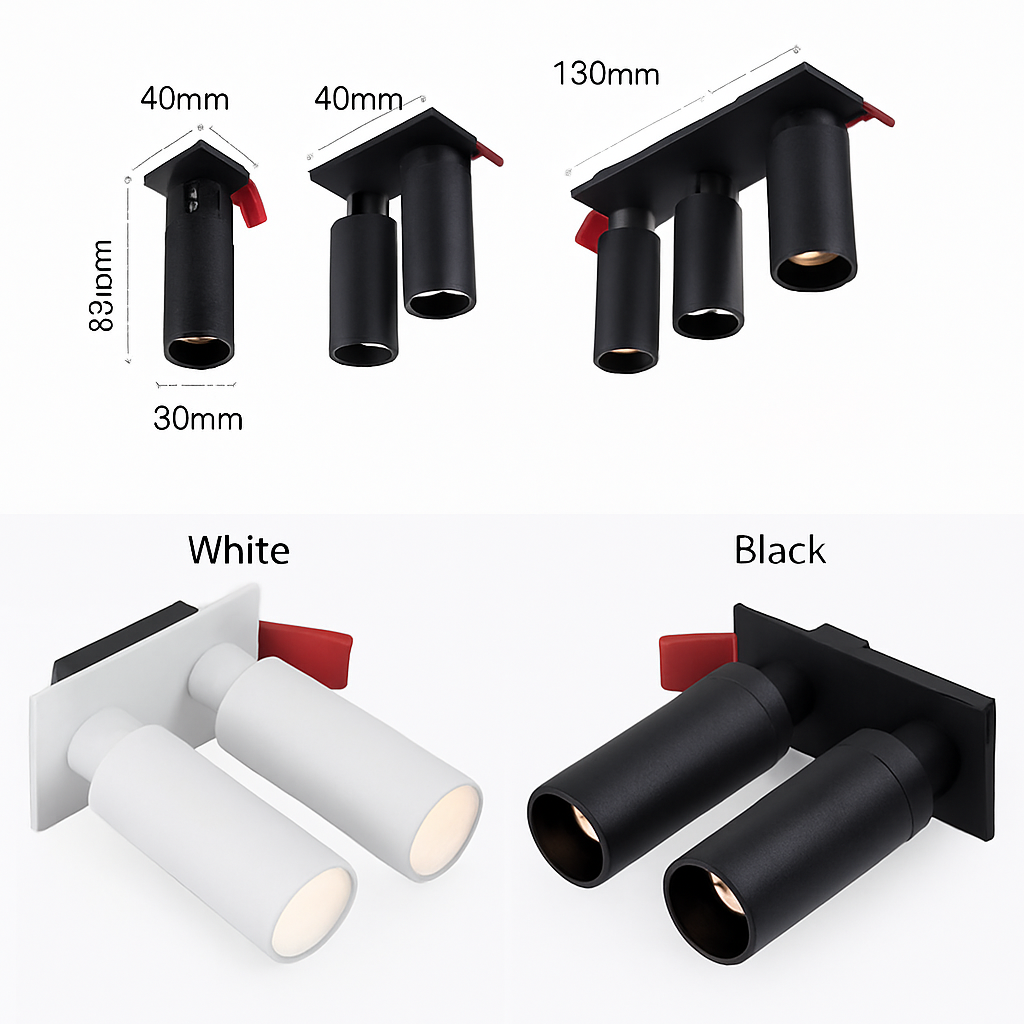Spot led encastré réglable pour musées et galeries d'art Gautiane Fugue en Aluminium - Caractère & Élégance dans le Décor
